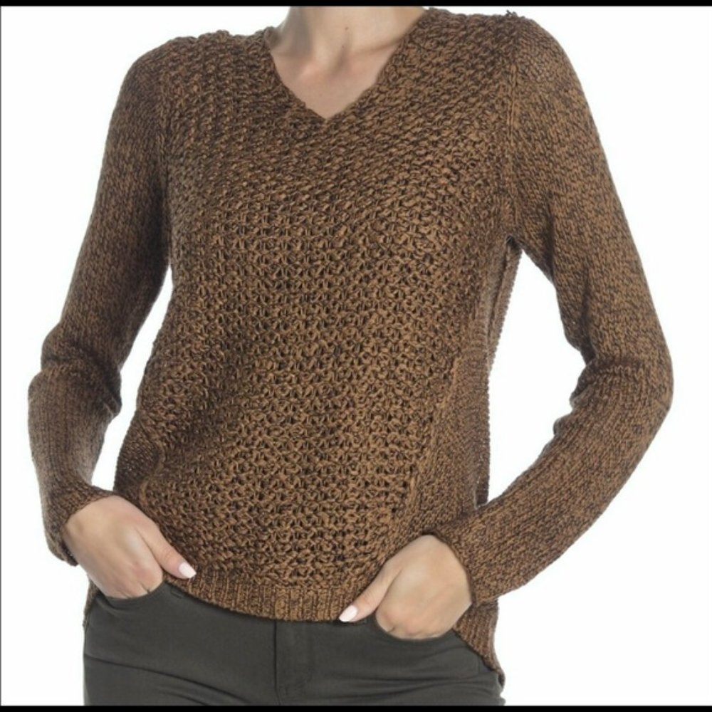 RDI Cognac Chunky Knit Hi Low Sweater M